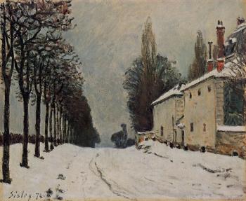 Alfred Sisley : Snow on the Road, Louveciennes, Chemin de la Machine
